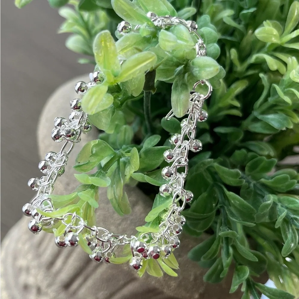 Elegant Sterling Silver 925 Women's Beaded Bracelet 🌿🆕🌿